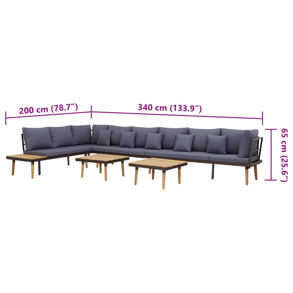 Loungeset 8-zits met kussens massief acaciahout is nu te koop bij PeponiXL, paradijselijk wonen!