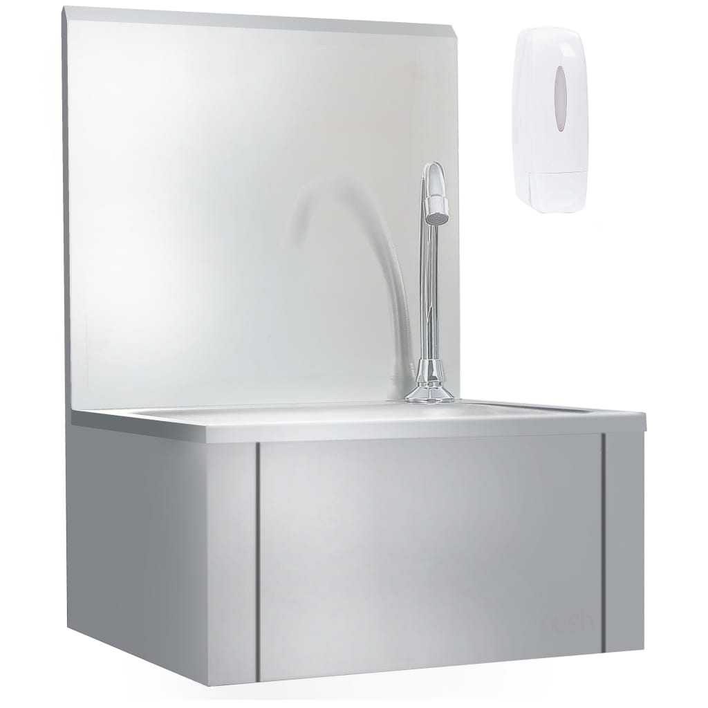 Wasbak met kraan en zeepdispenser roestvrij staal is nu te koop bij PeponiXL, paradijselijk wonen!