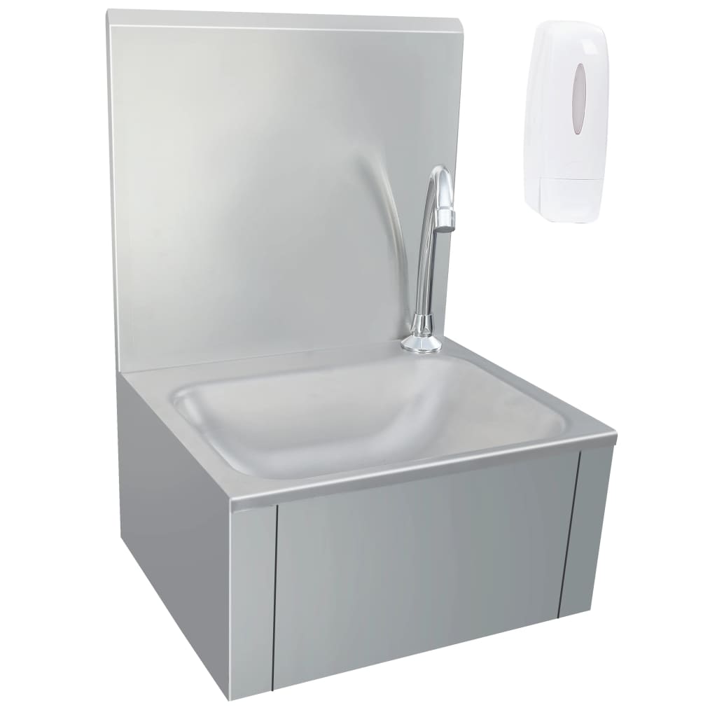 Wasbak met kraan en zeepdispenser roestvrij staal is nu te koop bij PeponiXL, paradijselijk wonen!