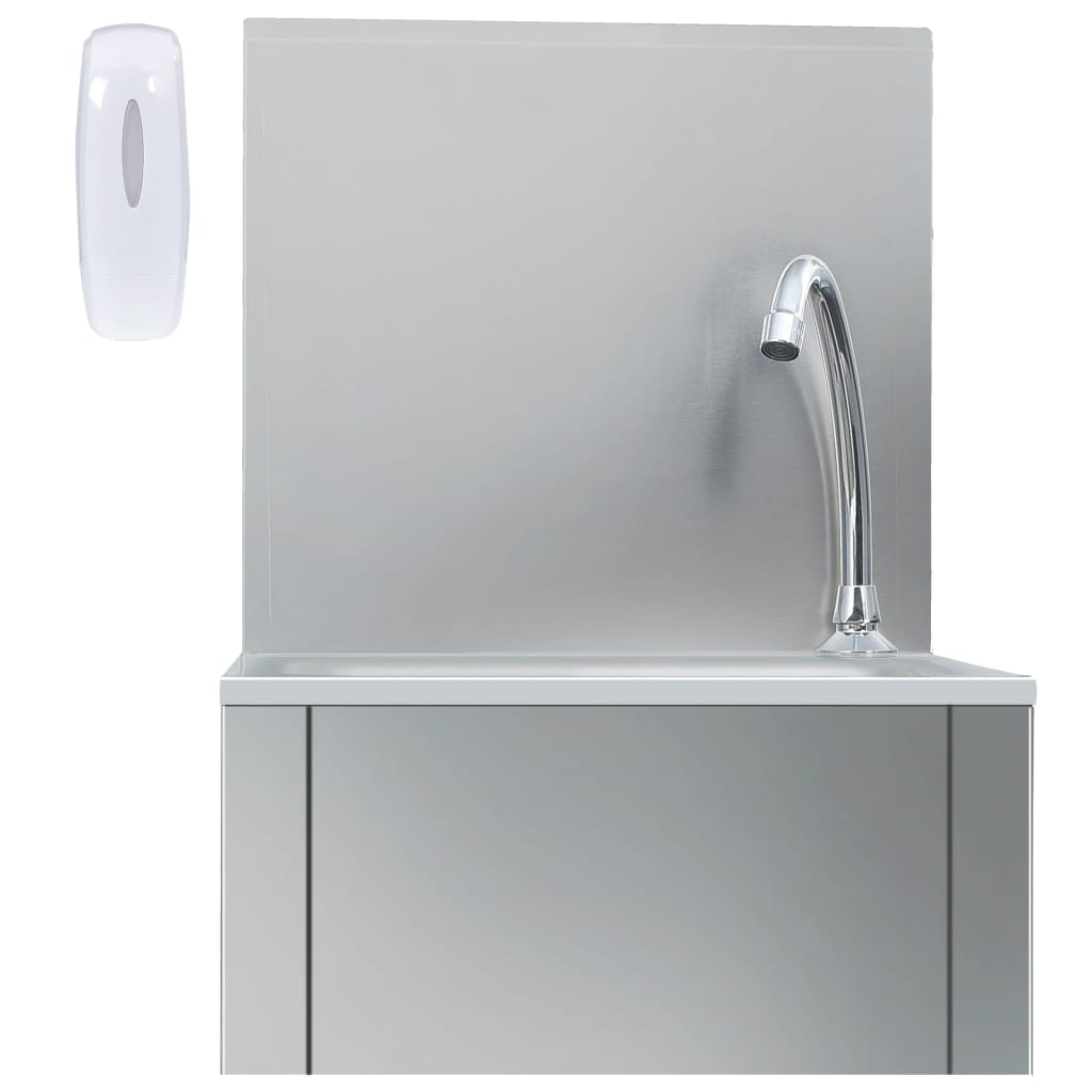 Wasbak met kraan en zeepdispenser roestvrij staal is nu te koop bij PeponiXL, paradijselijk wonen!