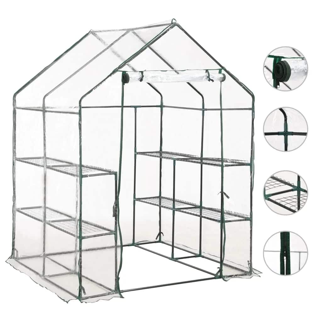 Tuinkas met 8 schappen 143x143x195 cm is nu te koop bij PeponiXL, paradijselijk wonen!