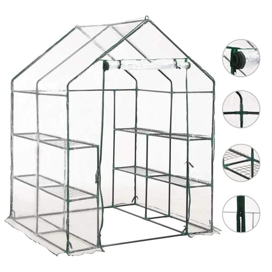 Tuinkas met 8 schappen 143x143x195 cm is nu te koop bij PeponiXL, paradijselijk wonen!