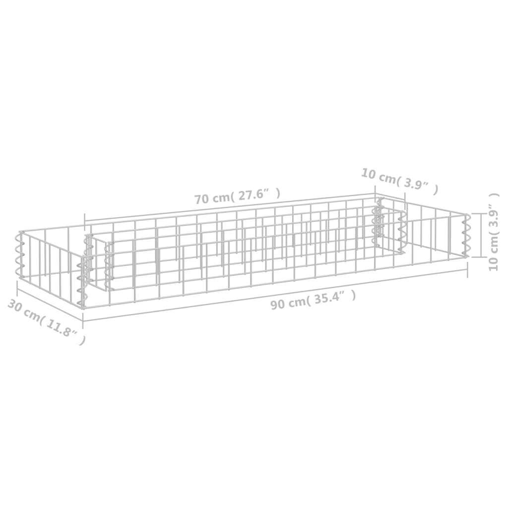 Gabion plantenbak verhoogd 90x30x10 cm gegalvaniseerd staal is nu te koop bij PeponiXL, paradijselijk wonen!