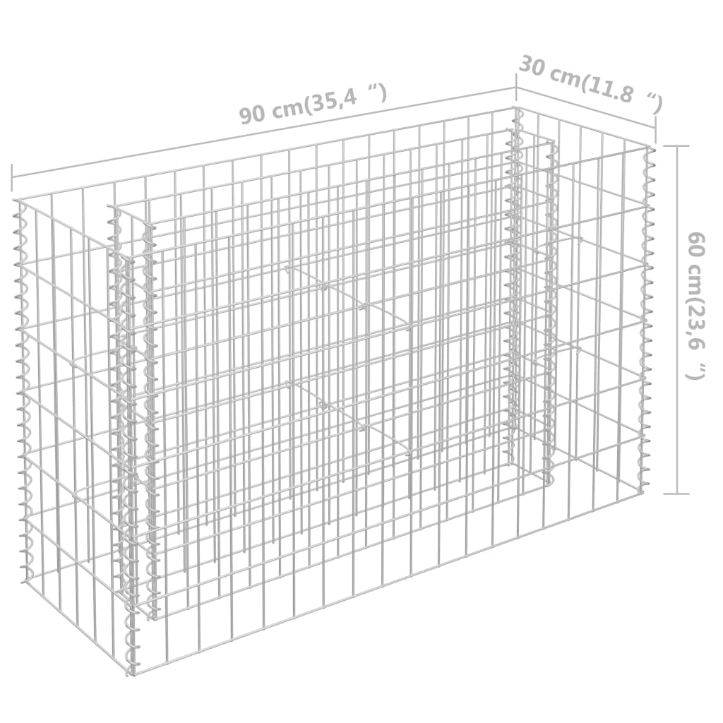 Gabion plantenbak verhoogd 90x30x60 cm gegalvaniseerd staal is nu te koop bij PeponiXL, paradijselijk wonen!