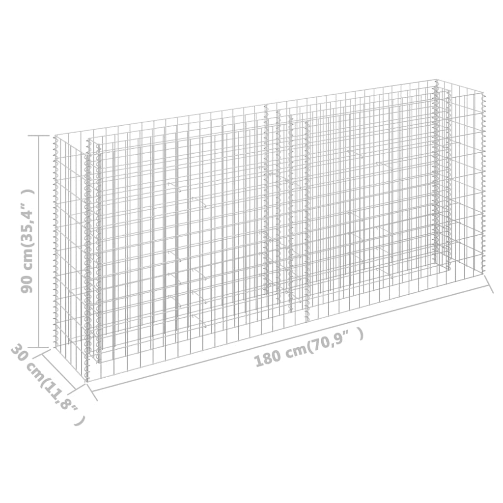 Gabion plantenbak verhoogd 180x30x90 cm gegalvaniseerd staal is nu te koop bij PeponiXL, paradijselijk wonen!