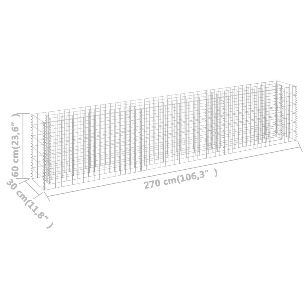 Gabion plantenbak verhoogd 270x30x60 cm gegalvaniseerd staal is nu te koop bij PeponiXL, paradijselijk wonen!