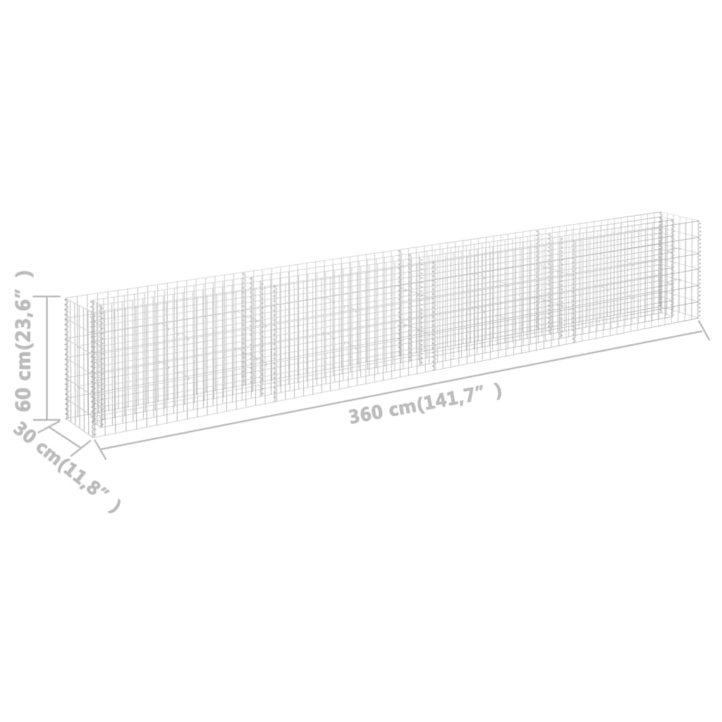 Gabion plantenbak verhoogd 360x30x60 cm gegalvaniseerd staal is nu te koop bij PeponiXL, paradijselijk wonen!