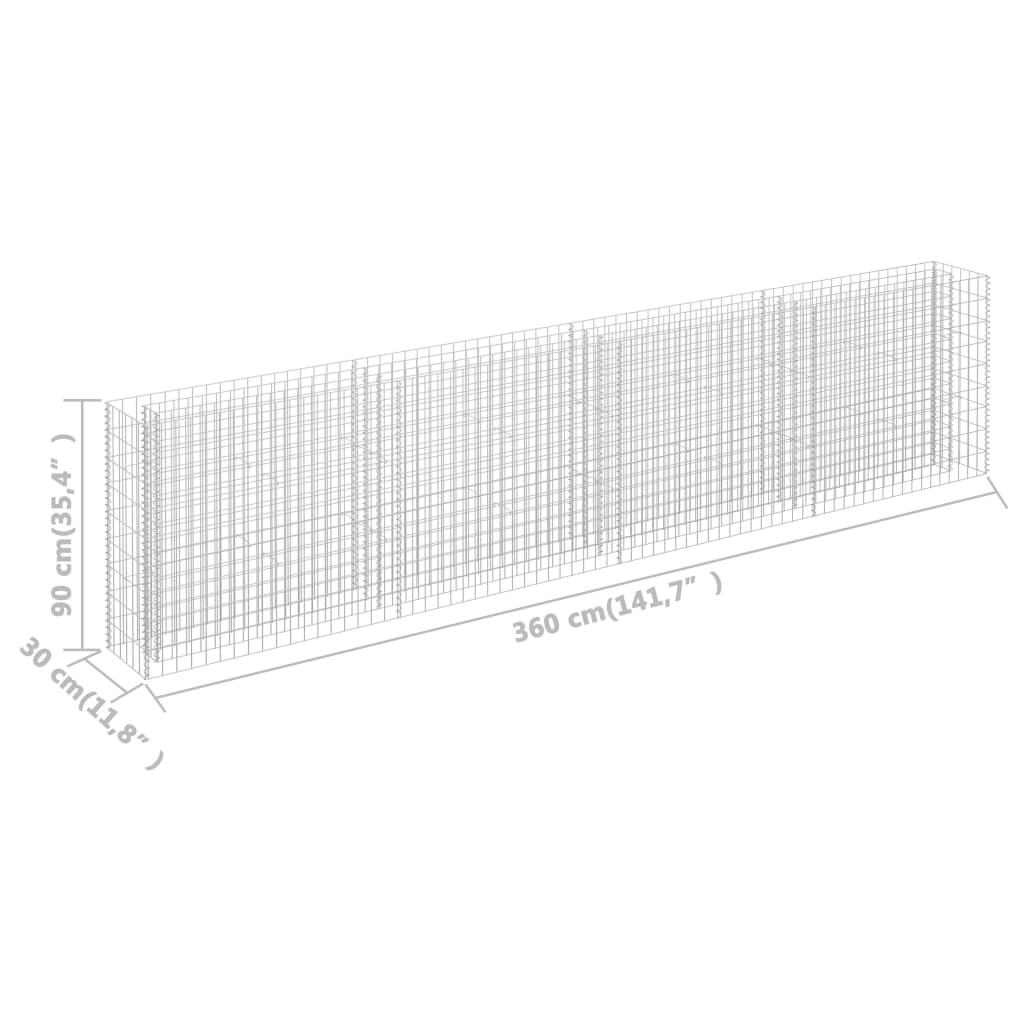 Gabion plantenbak verhoogd 360x30x90 cm gegalvaniseerd staal is nu te koop bij PeponiXL, paradijselijk wonen!