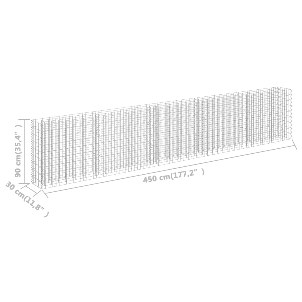 Gabion plantenbak verhoogd 450x30x90 cm gegalvaniseerd staal is nu te koop bij PeponiXL, paradijselijk wonen!
