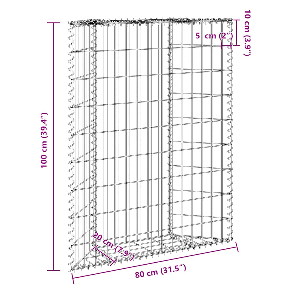 Gabion plantenbak trapezium 80x20x100 cm gegalvaniseerd staal is nu te koop bij PeponiXL, paradijselijk wonen!