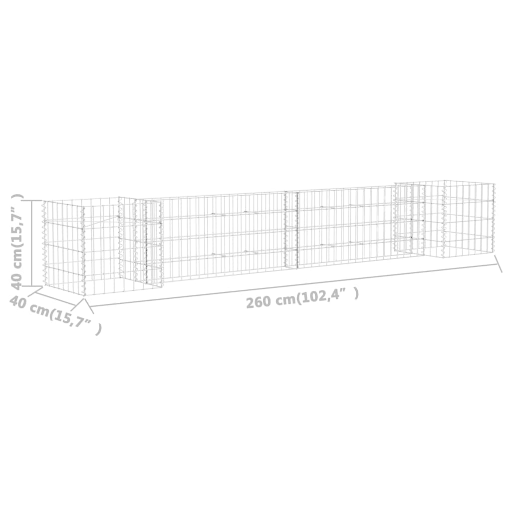 Gabion plantenbak H-vormig 260x40x40 cm staaldraad is nu te koop bij PeponiXL, paradijselijk wonen!