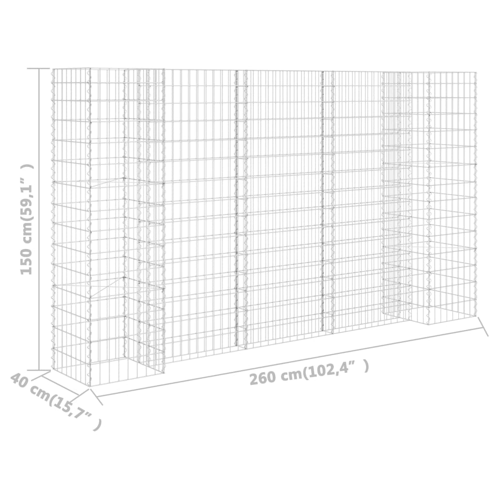 Gabion plantenbak H-vormig 260x40x150 cm staaldraad is nu te koop bij PeponiXL, paradijselijk wonen!