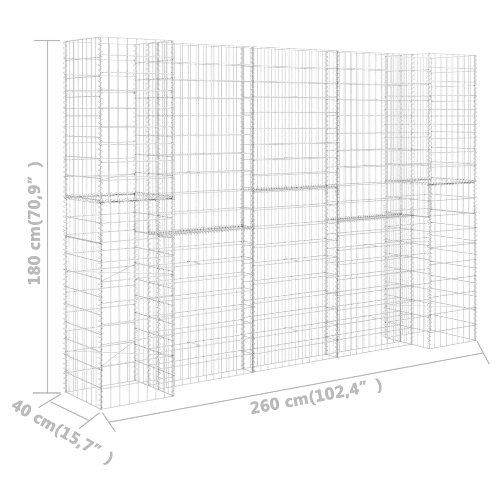 Gabion plantenbak H-vormig 260x40x180 cm staaldraad is nu te koop bij PeponiXL, paradijselijk wonen!