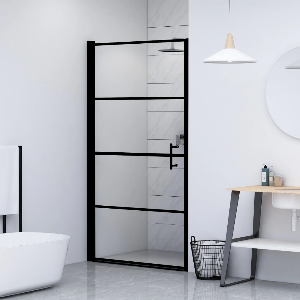 Douchedeur 81x195 cm gehard glas zwart is nu te koop bij PeponiXL, paradijselijk wonen!
