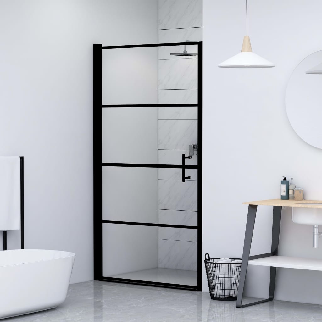 Douchedeur 91x195 cm gehard glas zwart is nu te koop bij PeponiXL, paradijselijk wonen!