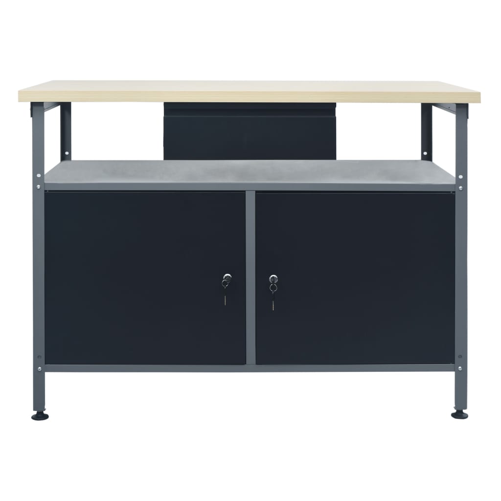 Werkbank 120x60x85 cm staal zwart is nu te koop bij PeponiXL, paradijselijk wonen!