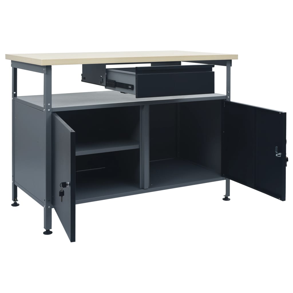 Werkbank 120x60x85 cm staal zwart is nu te koop bij PeponiXL, paradijselijk wonen!