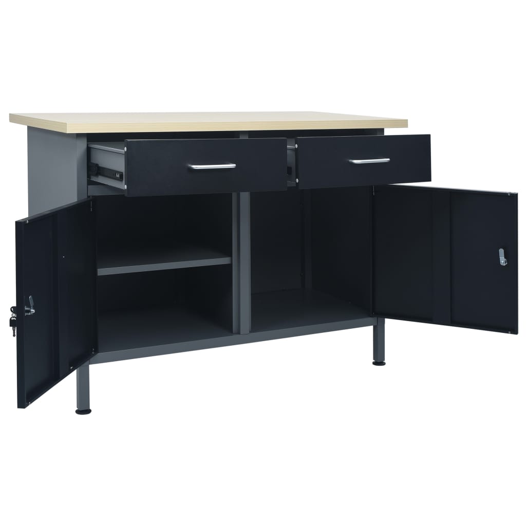 Werkbank 120x60x85 cm staal zwart is nu te koop bij PeponiXL, paradijselijk wonen!