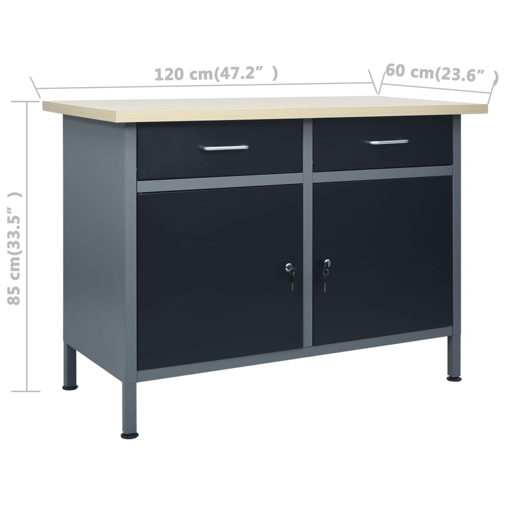 Werkbank 120x60x85 cm staal zwart is nu te koop bij PeponiXL, paradijselijk wonen!