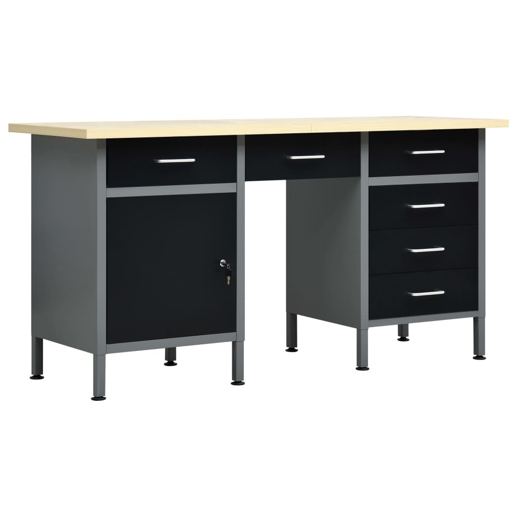 Werkbank 160x60x85 cm staal zwart is nu te koop bij PeponiXL, paradijselijk wonen!
