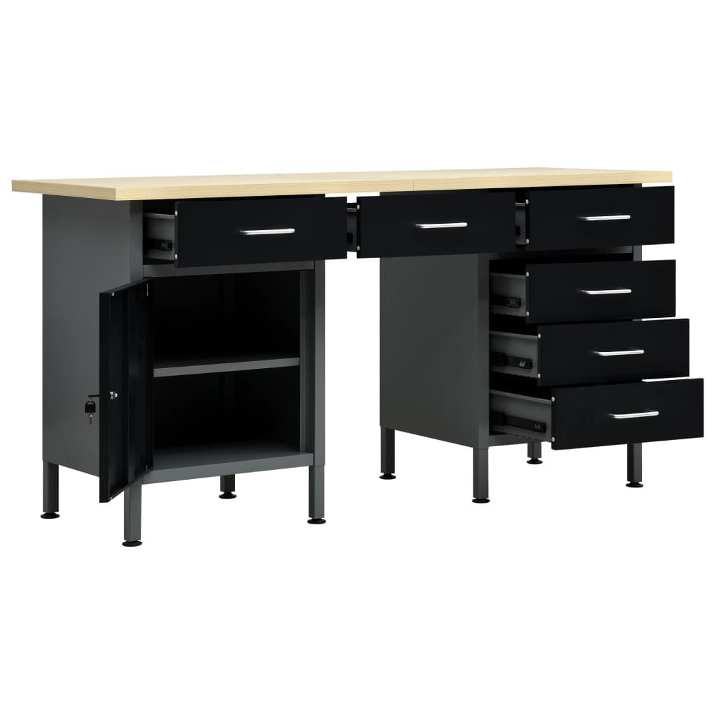 Werkbank 160x60x85 cm staal zwart is nu te koop bij PeponiXL, paradijselijk wonen!
