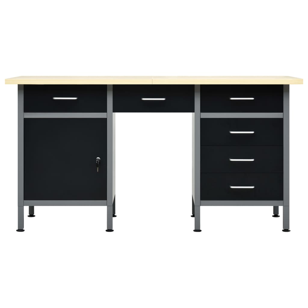 Werkbank 160x60x85 cm staal zwart is nu te koop bij PeponiXL, paradijselijk wonen!