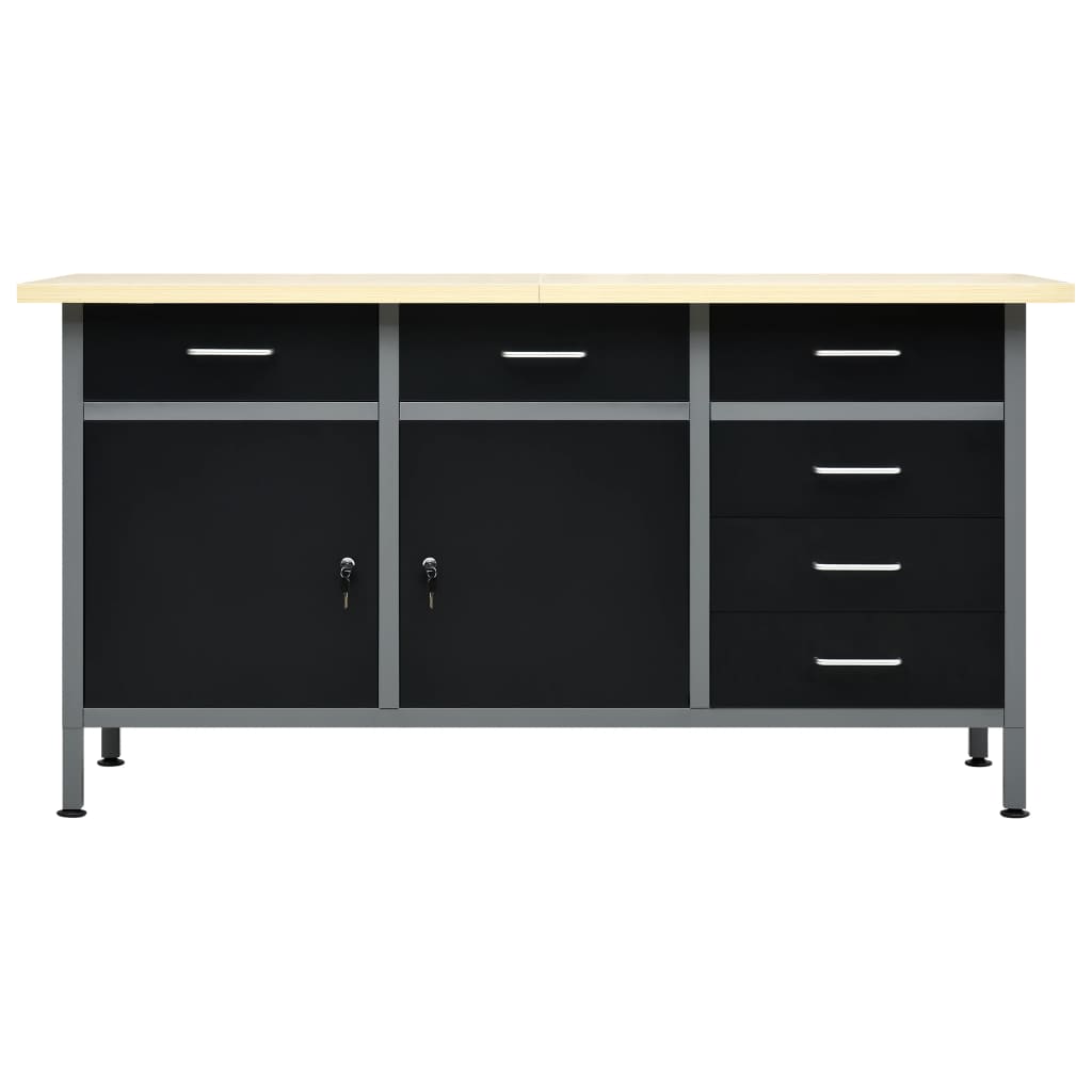 Werkbank 160x60x85 cm staal zwart is nu te koop bij PeponiXL, paradijselijk wonen!