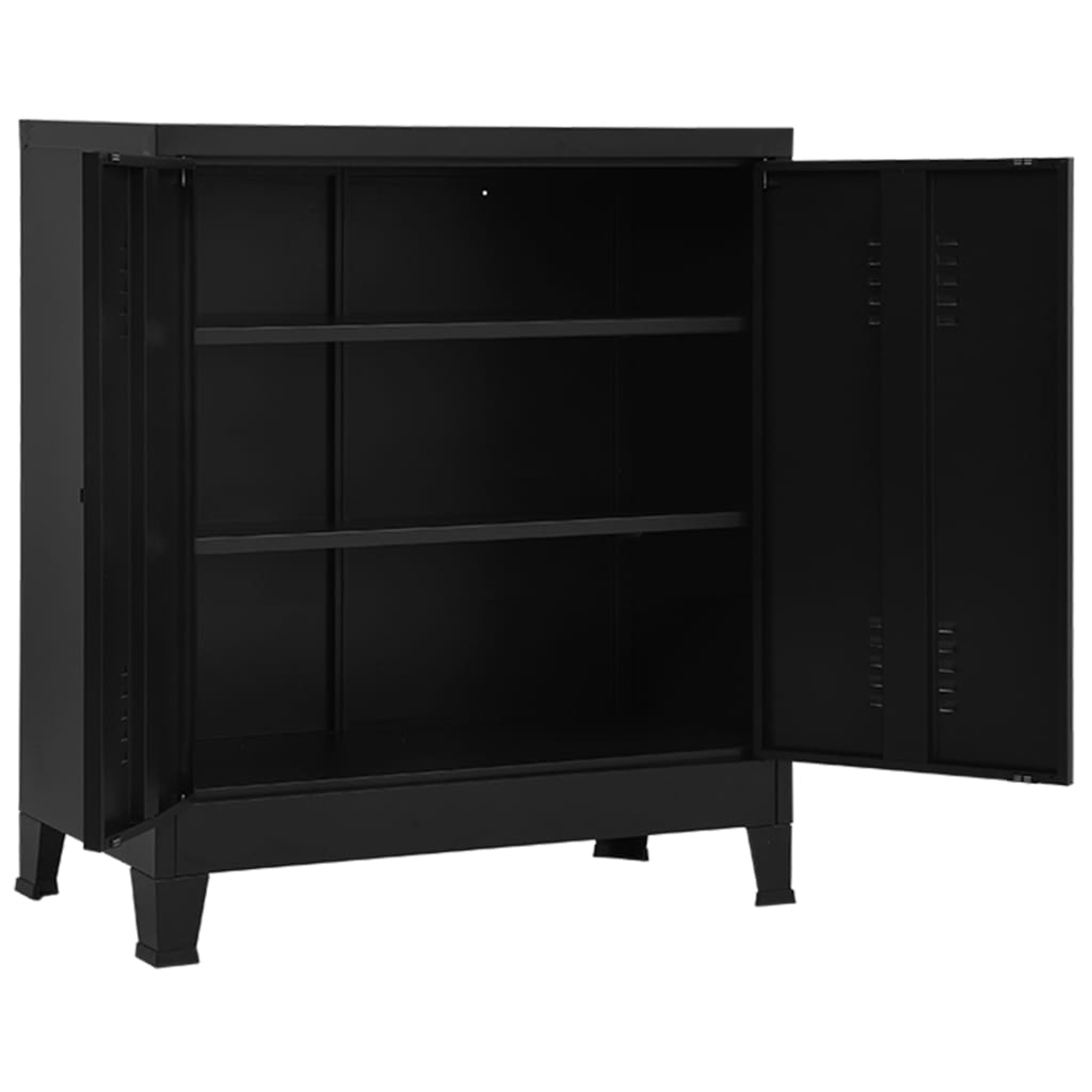 Opbergkast industrieel 90x40x100 cm staal zwart is nu te koop bij PeponiXL, paradijselijk wonen!