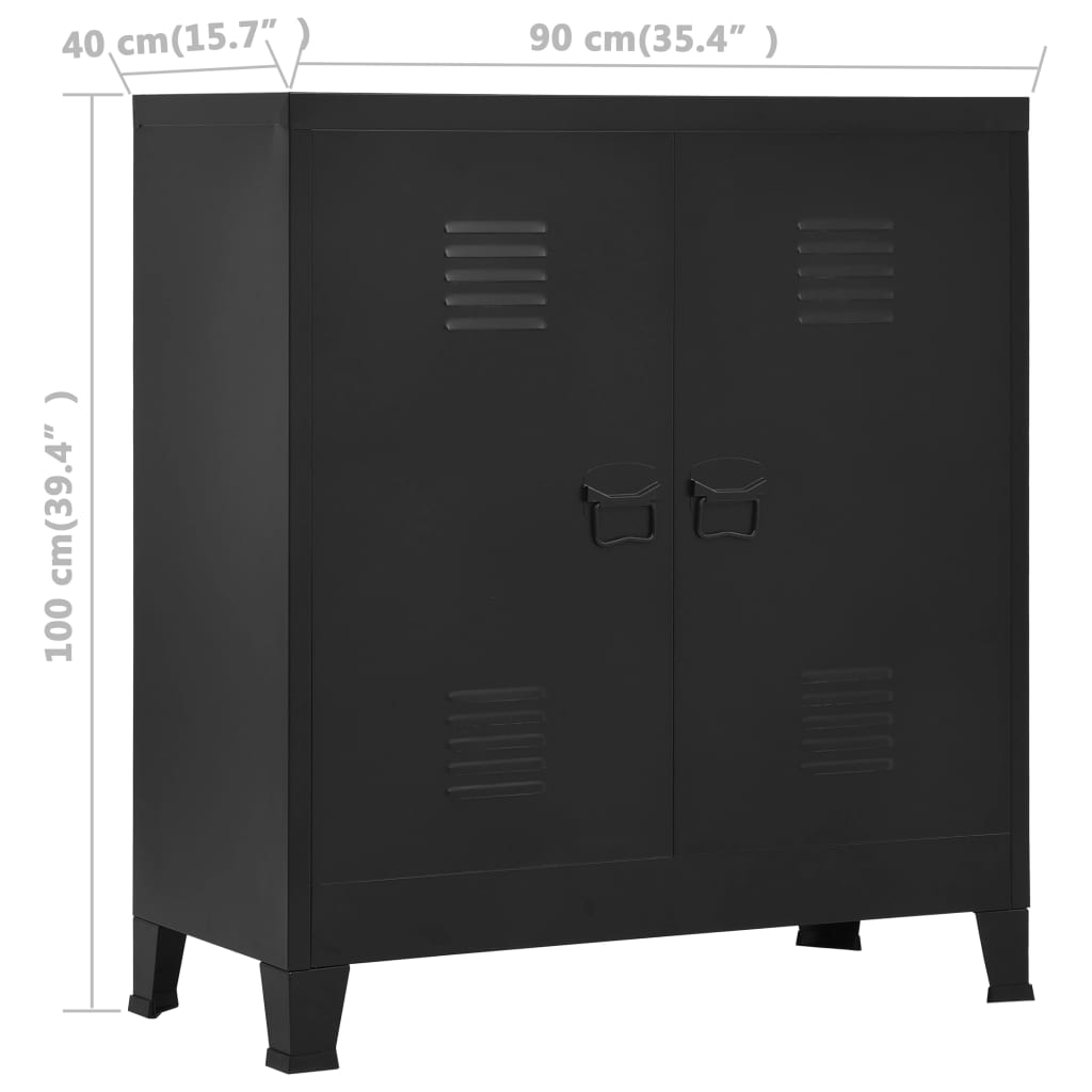 Opbergkast industrieel 90x40x100 cm staal zwart is nu te koop bij PeponiXL, paradijselijk wonen!