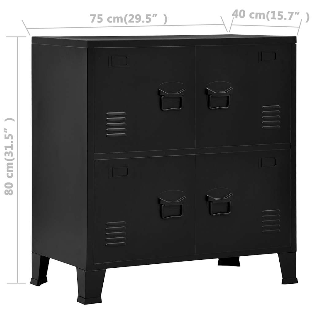 Opbergkast industrieel 75x40x80 cm staal zwart is nu te koop bij PeponiXL, paradijselijk wonen!