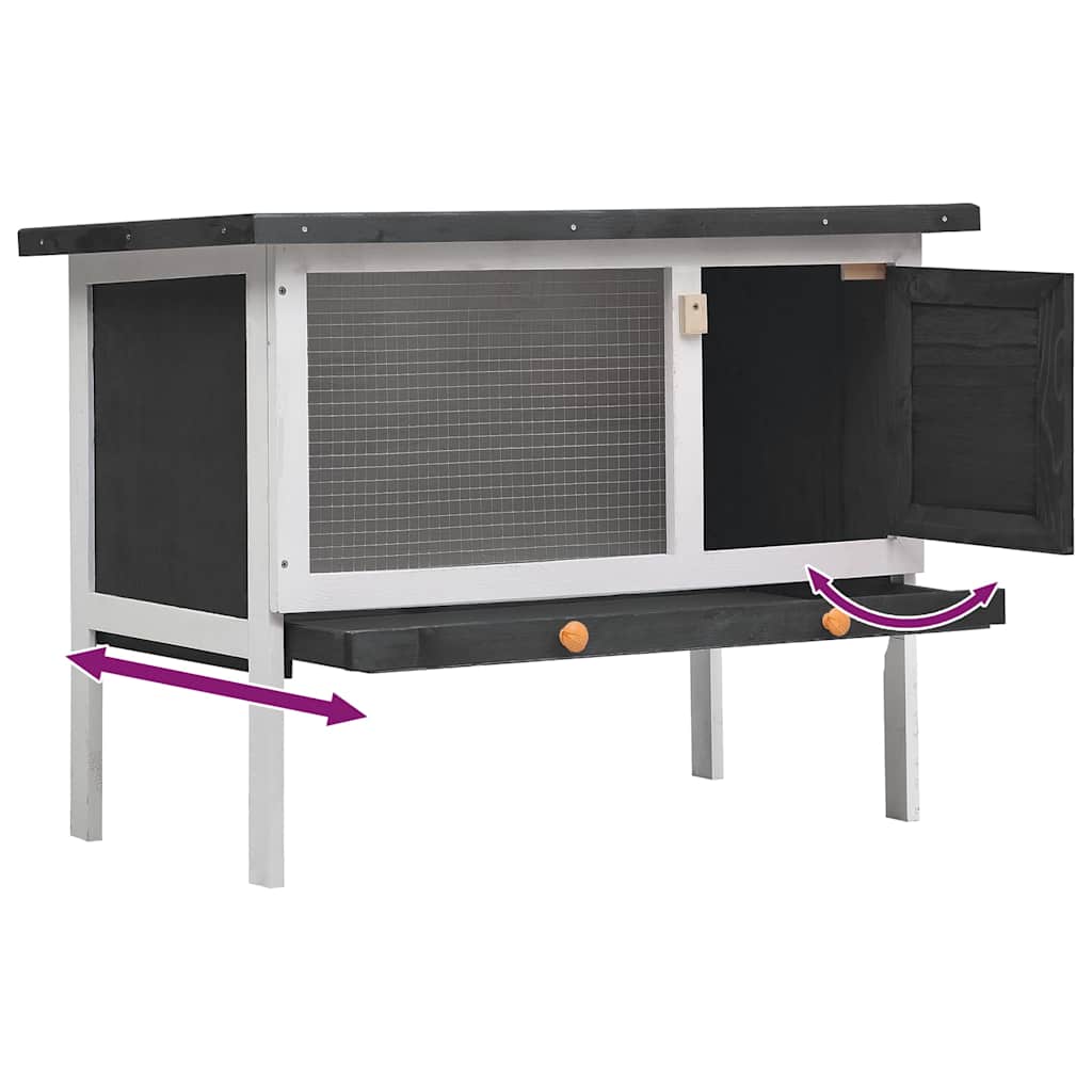 Konijnenhok voor buiten met 1 verdieping hout grijs is nu te koop bij PeponiXL, paradijselijk wonen!