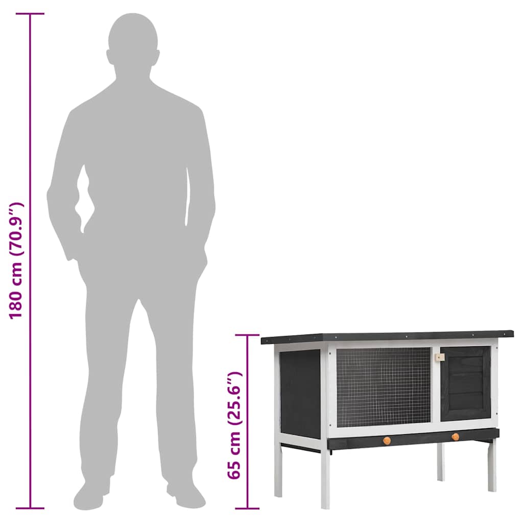 Konijnenhok voor buiten met 1 verdieping hout grijs is nu te koop bij PeponiXL, paradijselijk wonen!