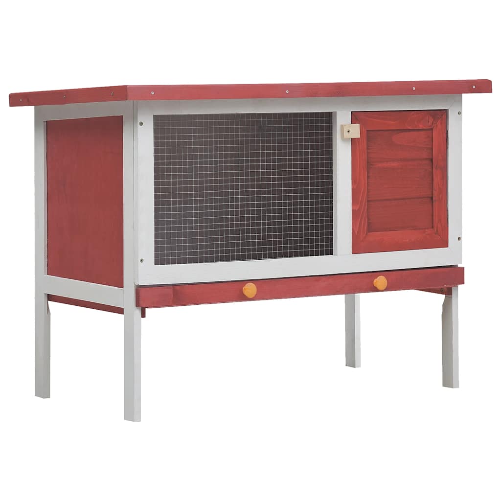 Konijnenhok voor buiten met 1 verdieping hout rood is nu te koop bij PeponiXL, paradijselijk wonen!