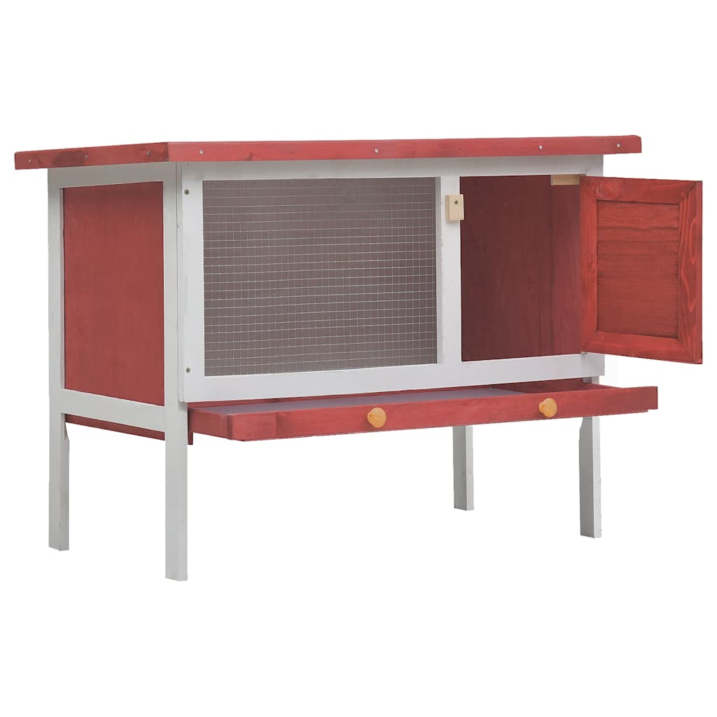 Konijnenhok voor buiten met 1 verdieping hout rood is nu te koop bij PeponiXL, paradijselijk wonen!
