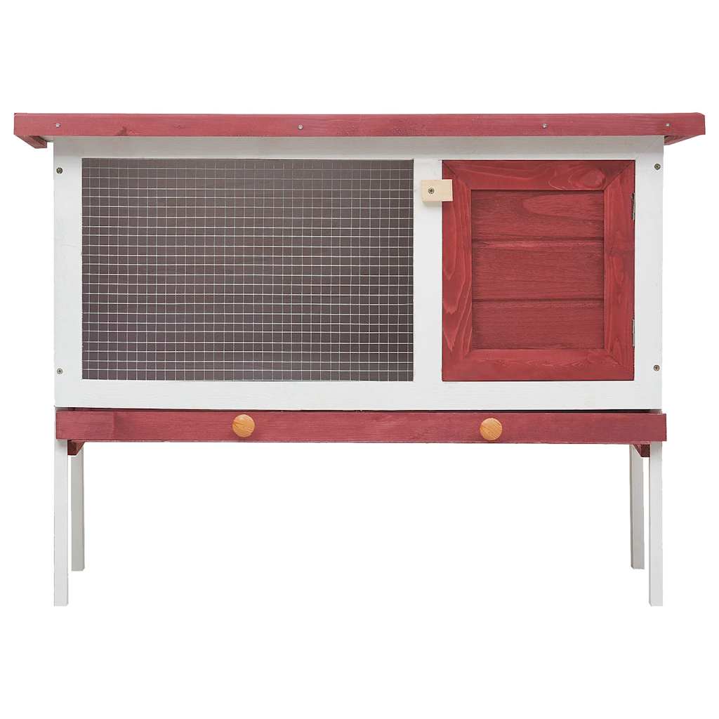 Konijnenhok voor buiten met 1 verdieping hout rood is nu te koop bij PeponiXL, paradijselijk wonen!