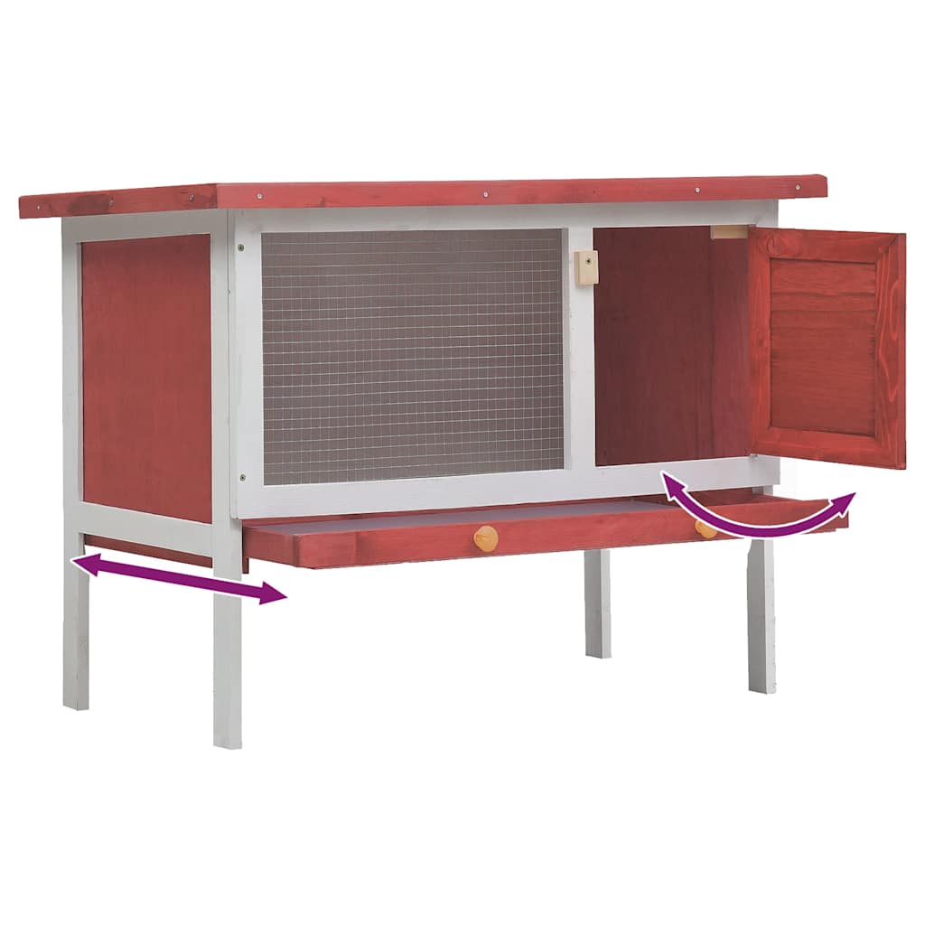 Konijnenhok voor buiten met 1 verdieping hout rood is nu te koop bij PeponiXL, paradijselijk wonen!