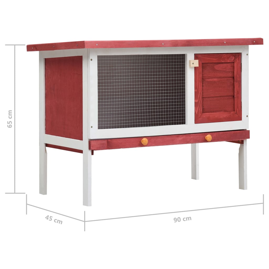 Konijnenhok voor buiten met 1 verdieping hout rood is nu te koop bij PeponiXL, paradijselijk wonen!