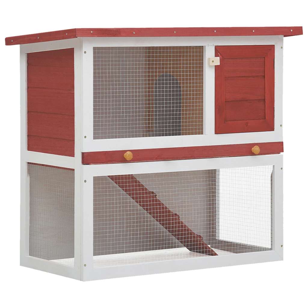 Konijnenhok voor buiten met 1 deur hout rood is nu te koop bij PeponiXL, paradijselijk wonen!