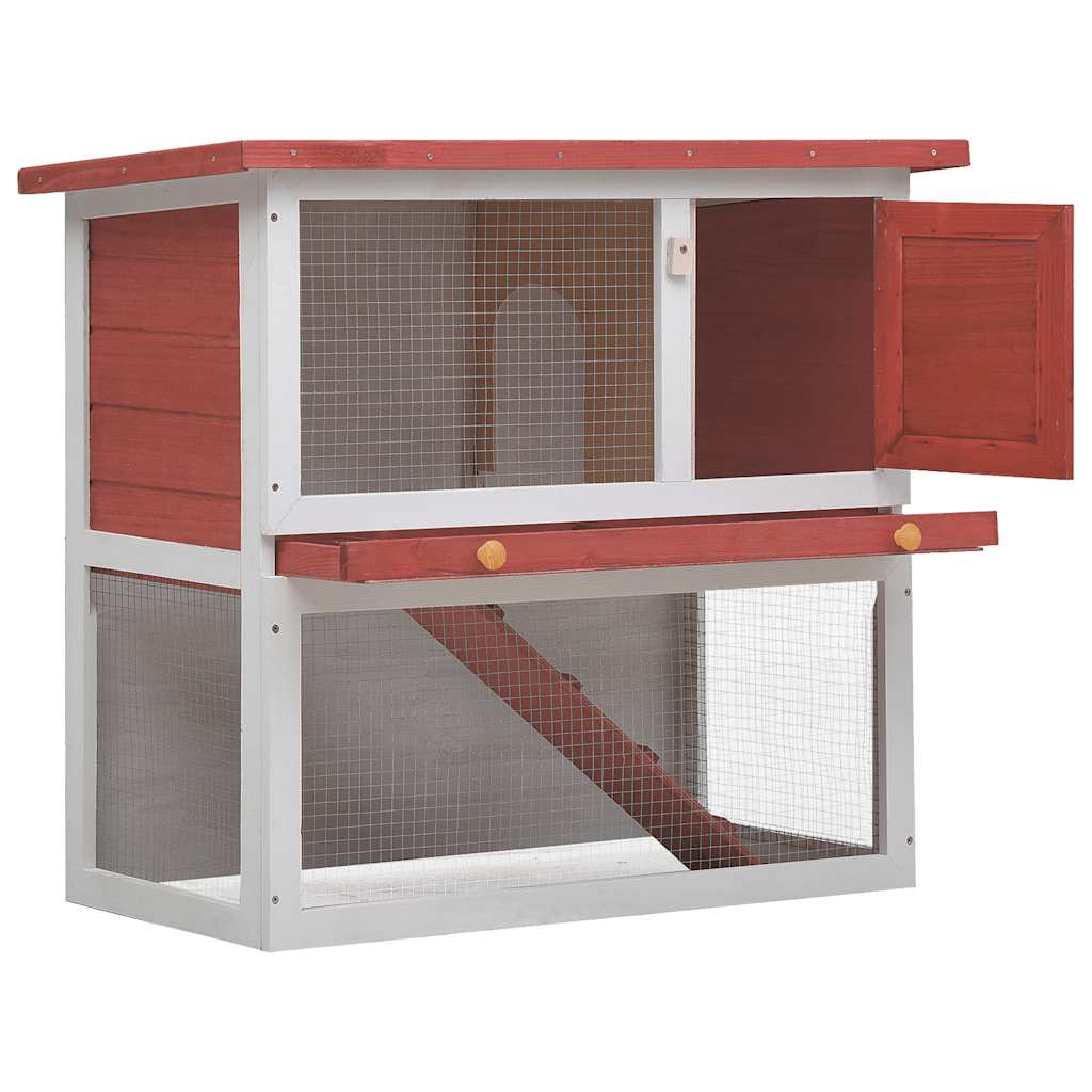 Konijnenhok voor buiten met 1 deur hout rood is nu te koop bij PeponiXL, paradijselijk wonen!