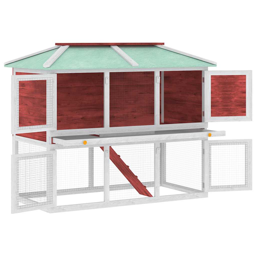 Konijnenhok twee verdiepingen hout rood is nu te koop bij PeponiXL, paradijselijk wonen!