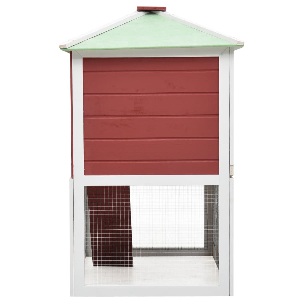 Konijnenhok twee verdiepingen hout rood is nu te koop bij PeponiXL, paradijselijk wonen!