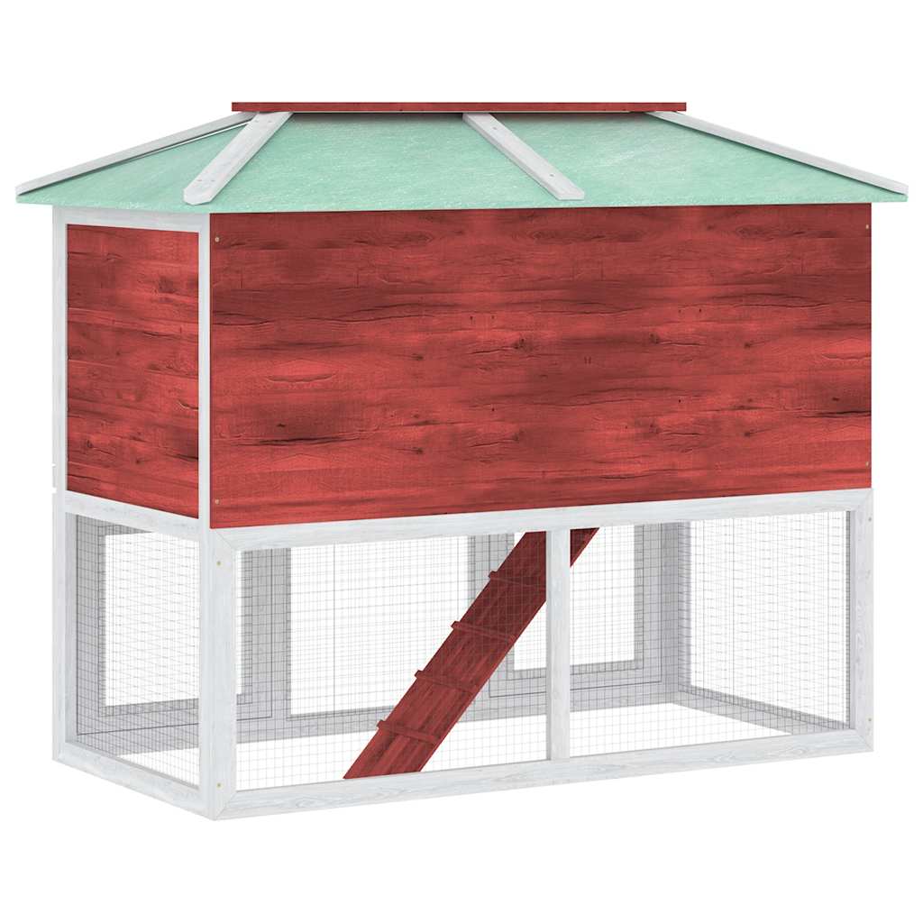 Konijnenhok twee verdiepingen hout rood is nu te koop bij PeponiXL, paradijselijk wonen!