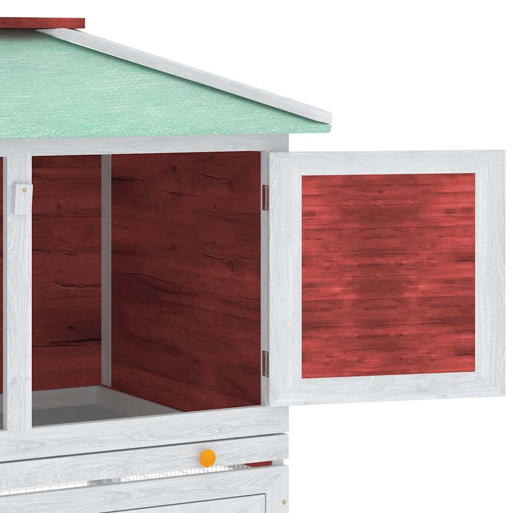 Konijnenhok twee verdiepingen hout rood is nu te koop bij PeponiXL, paradijselijk wonen!