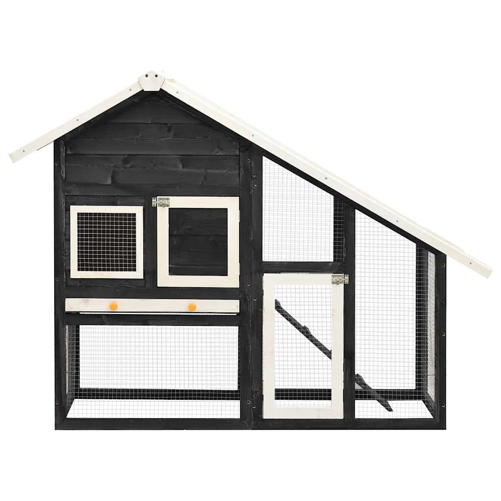 Konijnenhok 140x63x120 cm massief vurenhout grijs en wit is nu te koop bij PeponiXL, paradijselijk wonen!