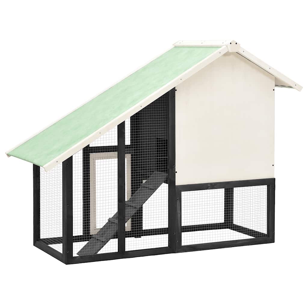 Konijnenhok 140x63x120 cm massief vurenhout grijs en wit is nu te koop bij PeponiXL, paradijselijk wonen!