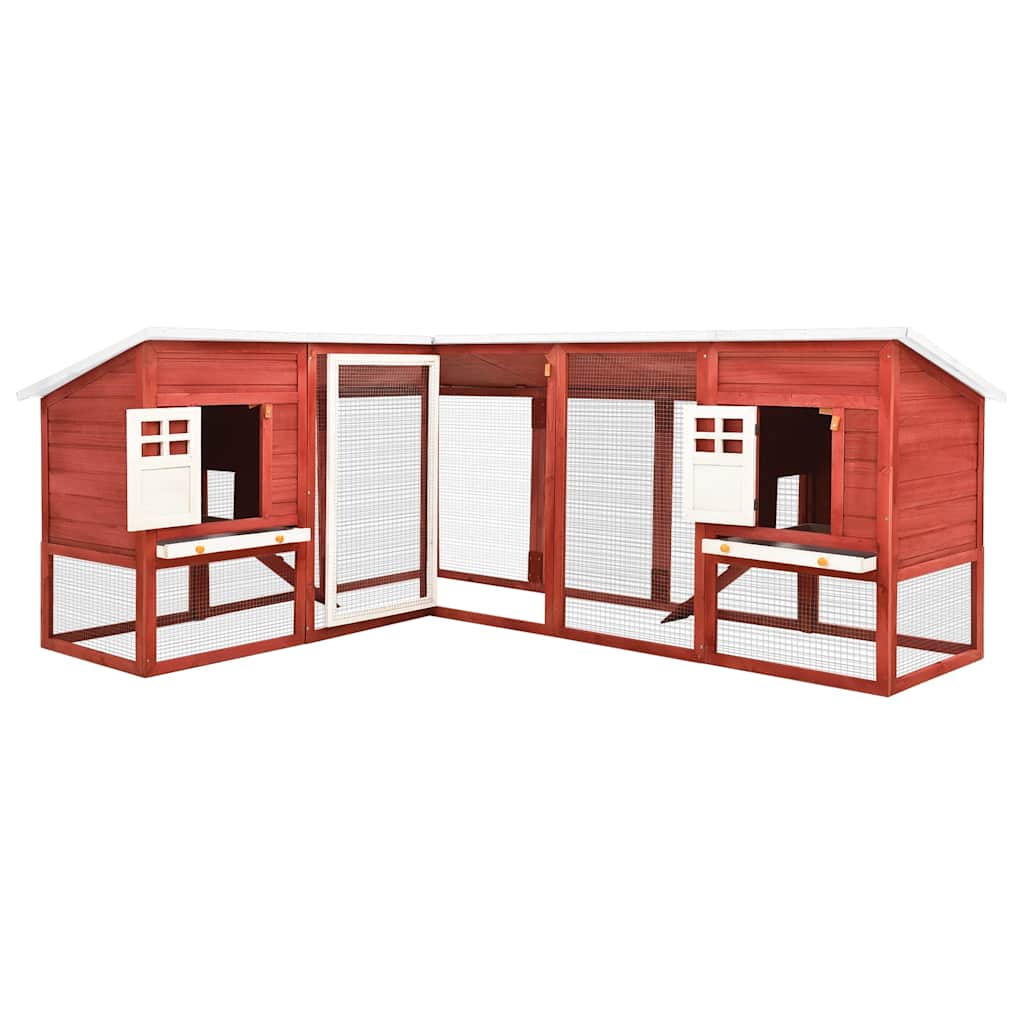 Konijnenhok voor buiten met ren massief vurenhout rood en wit is nu te koop bij PeponiXL, paradijselijk wonen!