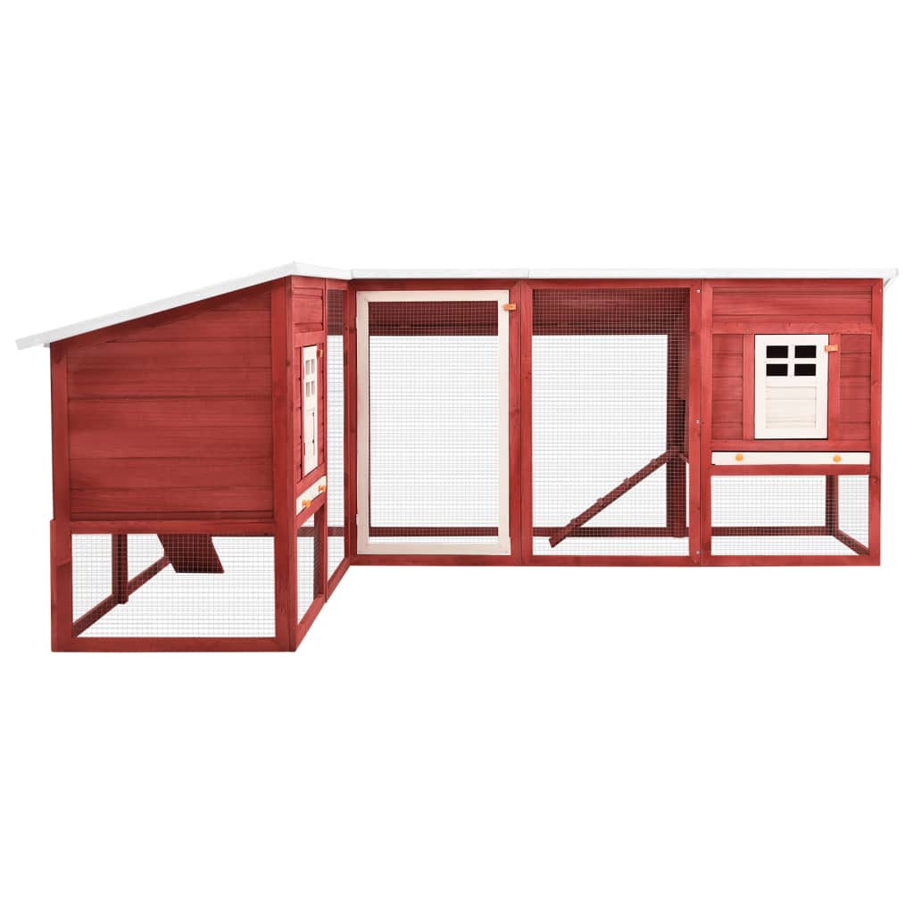 Konijnenhok voor buiten met ren massief vurenhout rood en wit is nu te koop bij PeponiXL, paradijselijk wonen!