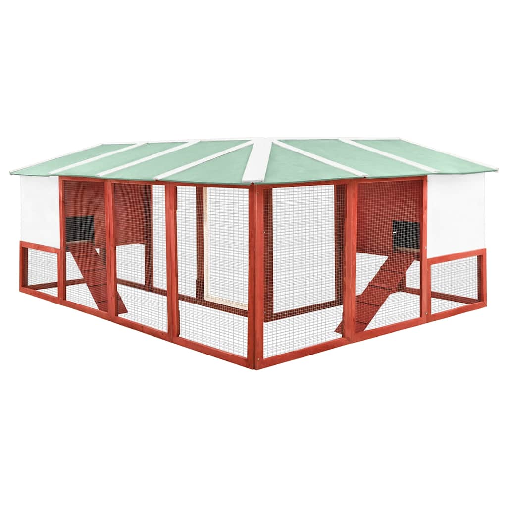 Konijnenhok voor buiten met ren massief vurenhout rood en wit is nu te koop bij PeponiXL, paradijselijk wonen!