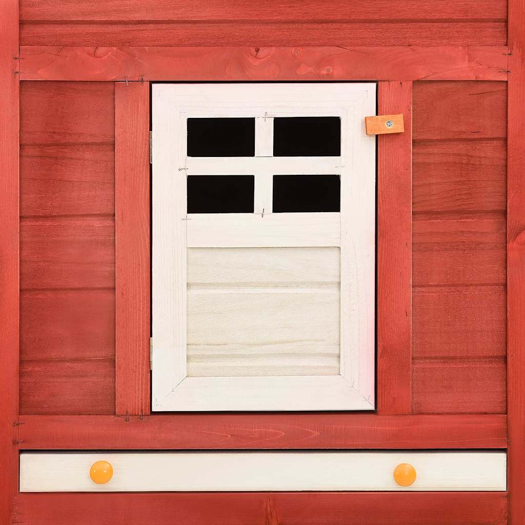 Konijnenhok voor buiten met ren massief vurenhout rood en wit is nu te koop bij PeponiXL, paradijselijk wonen!