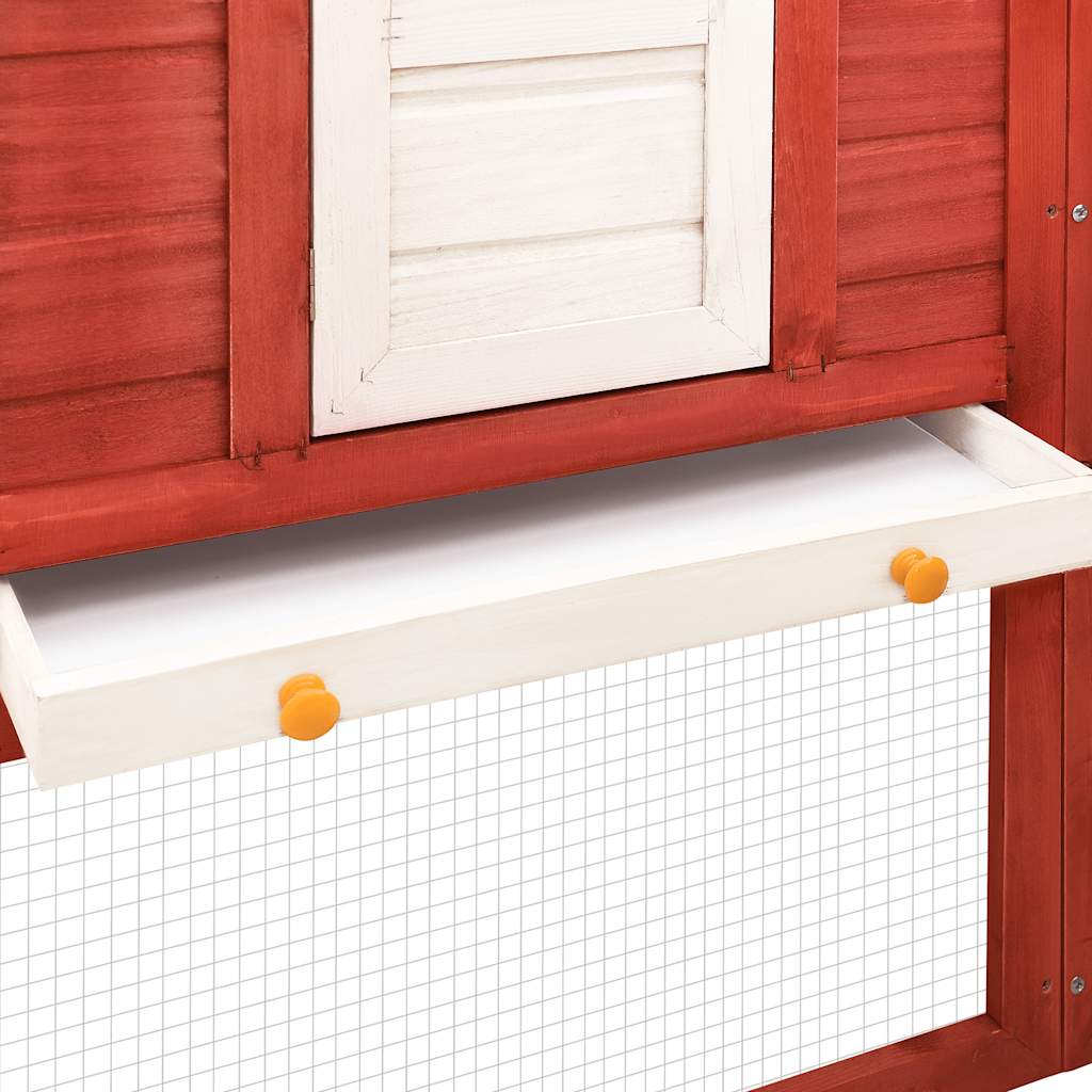 Konijnenhok voor buiten met ren massief vurenhout rood en wit is nu te koop bij PeponiXL, paradijselijk wonen!